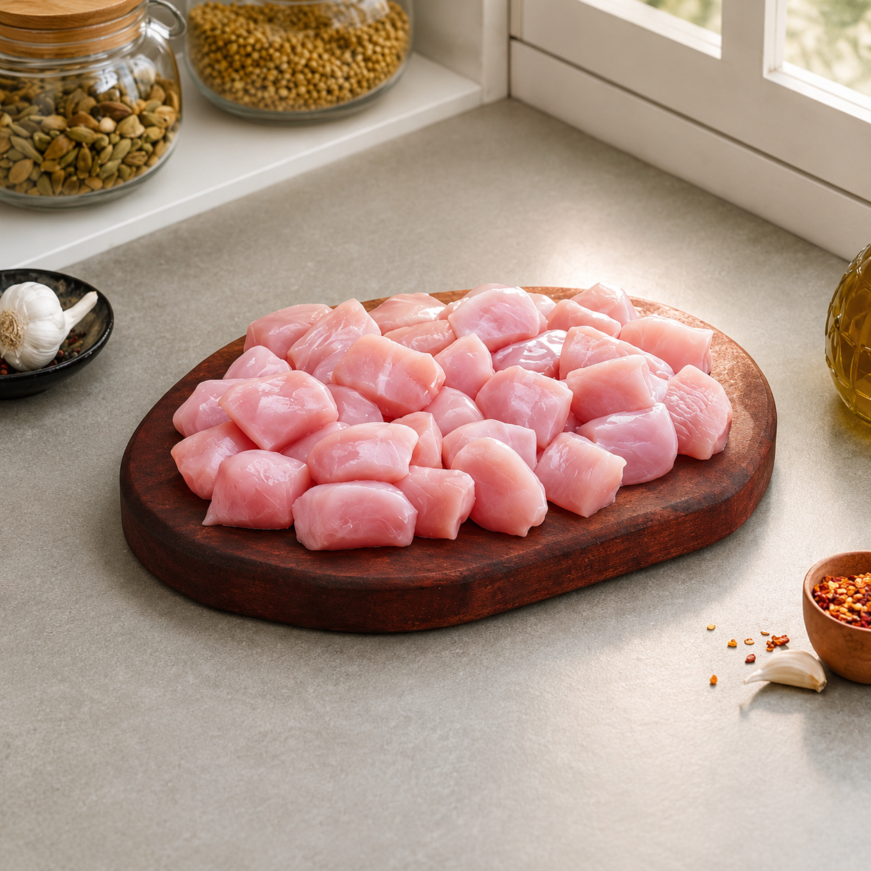 Chicken Breast Boneless – Popcorn Cut – 450Gm