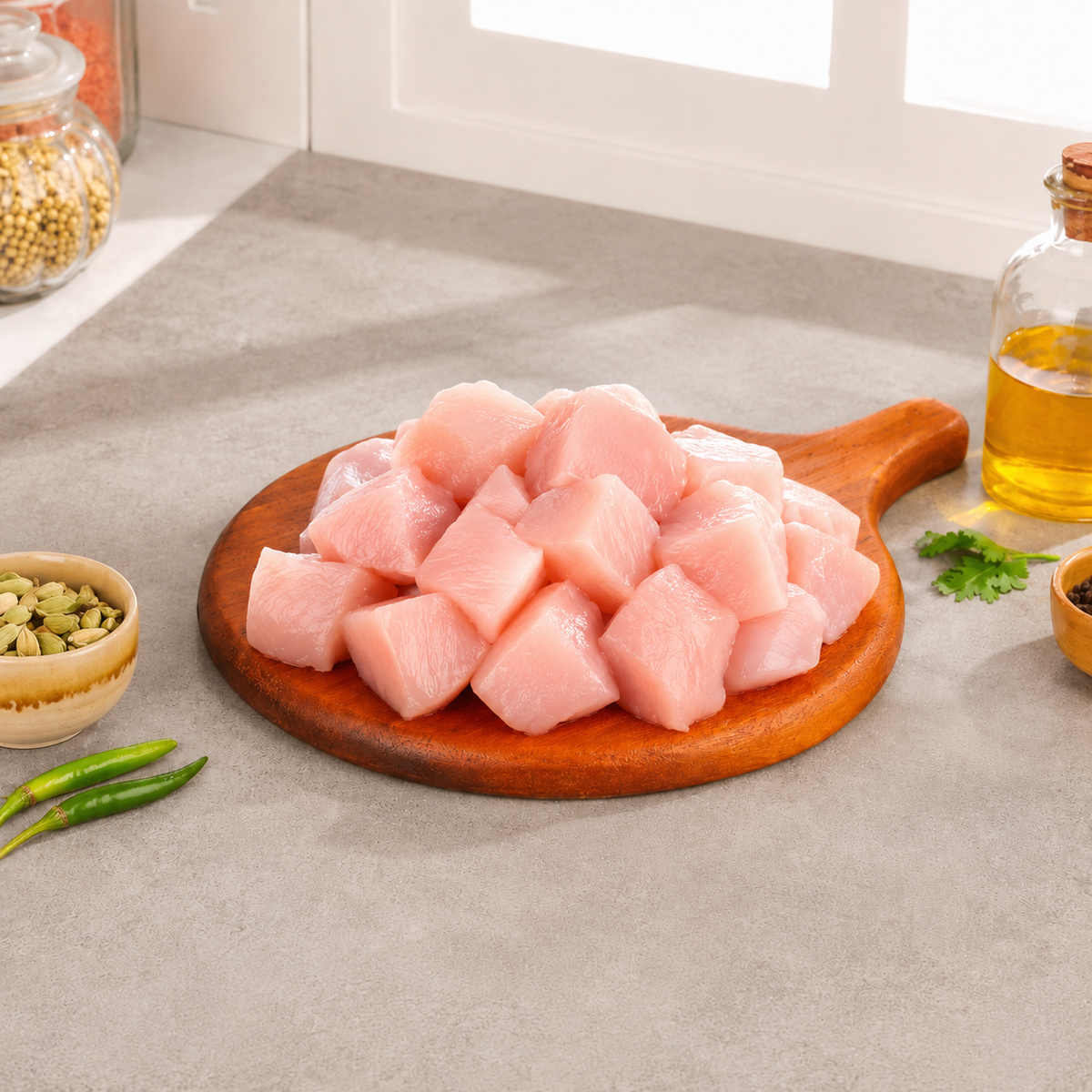 Chicken Thigh Boneless – Tikka Cut – 450Gm